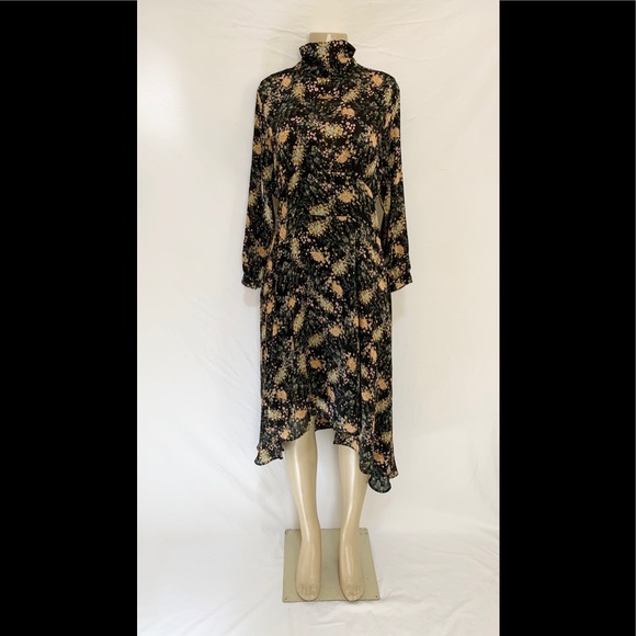 Zara Sz Large Floral Print Long Sleeve Midi Dress - Picture 4 of 12